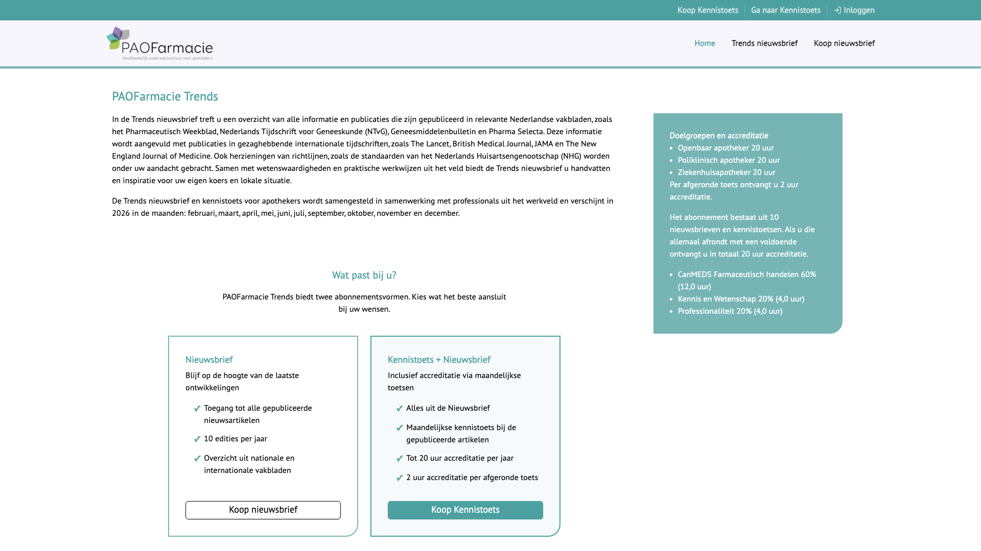 PAOFarmacie Trends - Ontwikkeling, CMS-integratie, Onderhoud